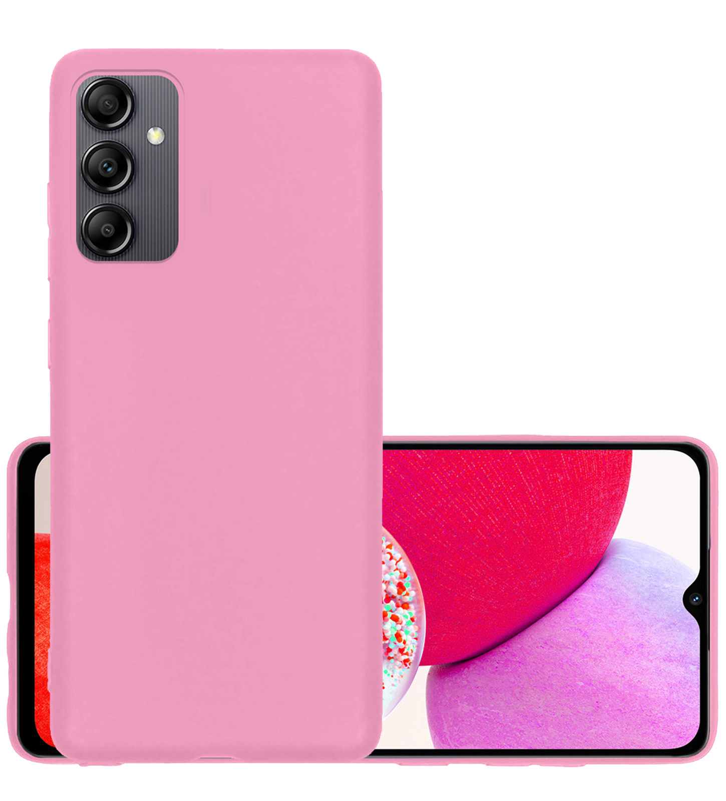 NoXx Hoes Geschikt voor Samsung A14 Hoesje Cover Siliconen Back Case Hoes - Roze
