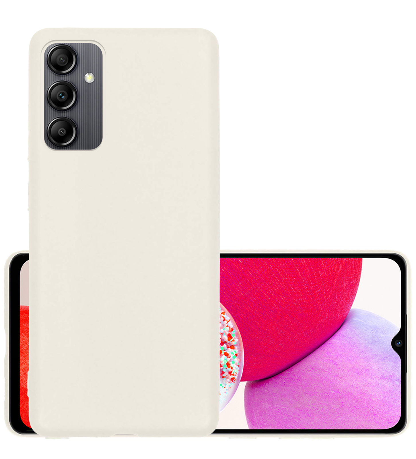 NoXx Hoes Geschikt voor Samsung A14 Hoesje Cover Siliconen Back Case Hoes - Wit