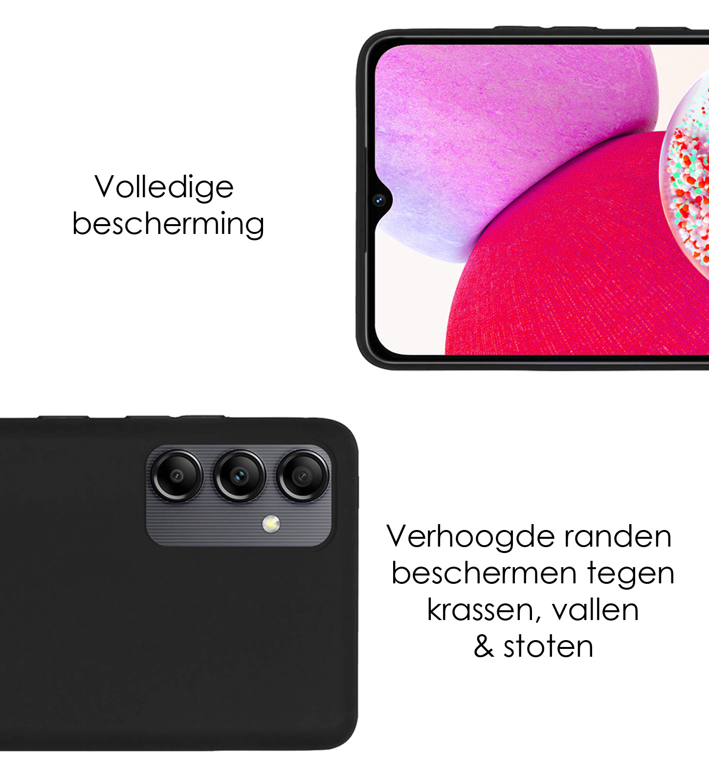 NoXx Hoes Geschikt voor Samsung A14 Hoesje Cover Siliconen Back Case Hoes - Zwart