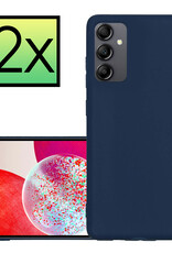 NoXx Hoes Geschikt voor Samsung A14 Hoesje Cover Siliconen Back Case Hoes - Donkerblauw - 2x