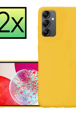 NoXx Hoes Geschikt voor Samsung A14 Hoesje Cover Siliconen Back Case Hoes - Geel - 2x