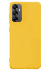 NoXx Hoes Geschikt voor Samsung A14 Hoesje Cover Siliconen Back Case Hoes - Geel - 2x
