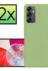 NoXx Hoes Geschikt voor Samsung A14 Hoesje Cover Siliconen Back Case Hoes - Groen - 2x