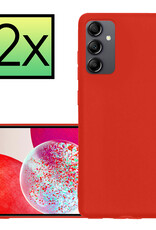 NoXx Hoes Geschikt voor Samsung A14 Hoesje Cover Siliconen Back Case Hoes - Rood - 2x