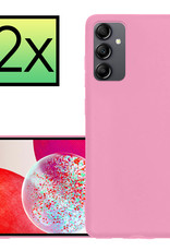 NoXx Hoes Geschikt voor Samsung A14 Hoesje Cover Siliconen Back Case Hoes - Roze - 2x