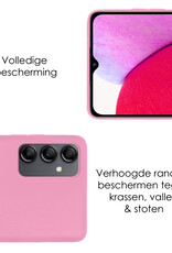 NoXx Hoes Geschikt voor Samsung A14 Hoesje Cover Siliconen Back Case Hoes - Roze - 2x