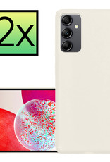 NoXx Hoes Geschikt voor Samsung A14 Hoesje Cover Siliconen Back Case Hoes - Wit - 2x