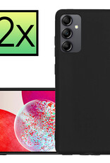 NoXx Hoes Geschikt voor Samsung A14 Hoesje Cover Siliconen Back Case Hoes - Zwart - 2x