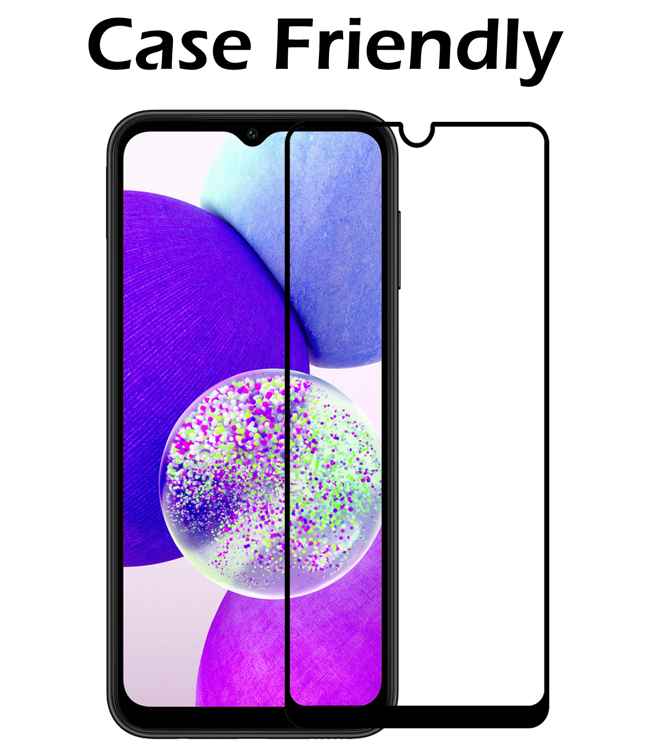 Nomfy Screenprotector Geschikt voor Samsung A14 Screenprotector Bescherm Glas - Screenprotector Geschikt voor Samsung Galaxy A14 Screen Protector Tempered Glass Full Screen Full Cover - 2 PACK