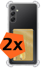 Nomfy Hoesje Geschikt voor Samsung A14 Hoesje Pasjeshouder Shockproof Pas Houder - Hoesje Geschikt voor Samsung Galaxy A14 Hoes Met Kaarthouder - Transparant - 2 PACK