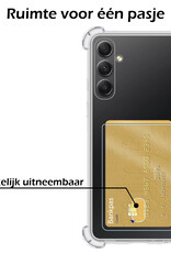 Nomfy Hoesje Geschikt voor Samsung A14 Hoesje Pasjeshouder Shockproof Pas Houder - Hoesje Geschikt voor Samsung Galaxy A14 Hoes Met Kaarthouder - Transparant - 2 PACK
