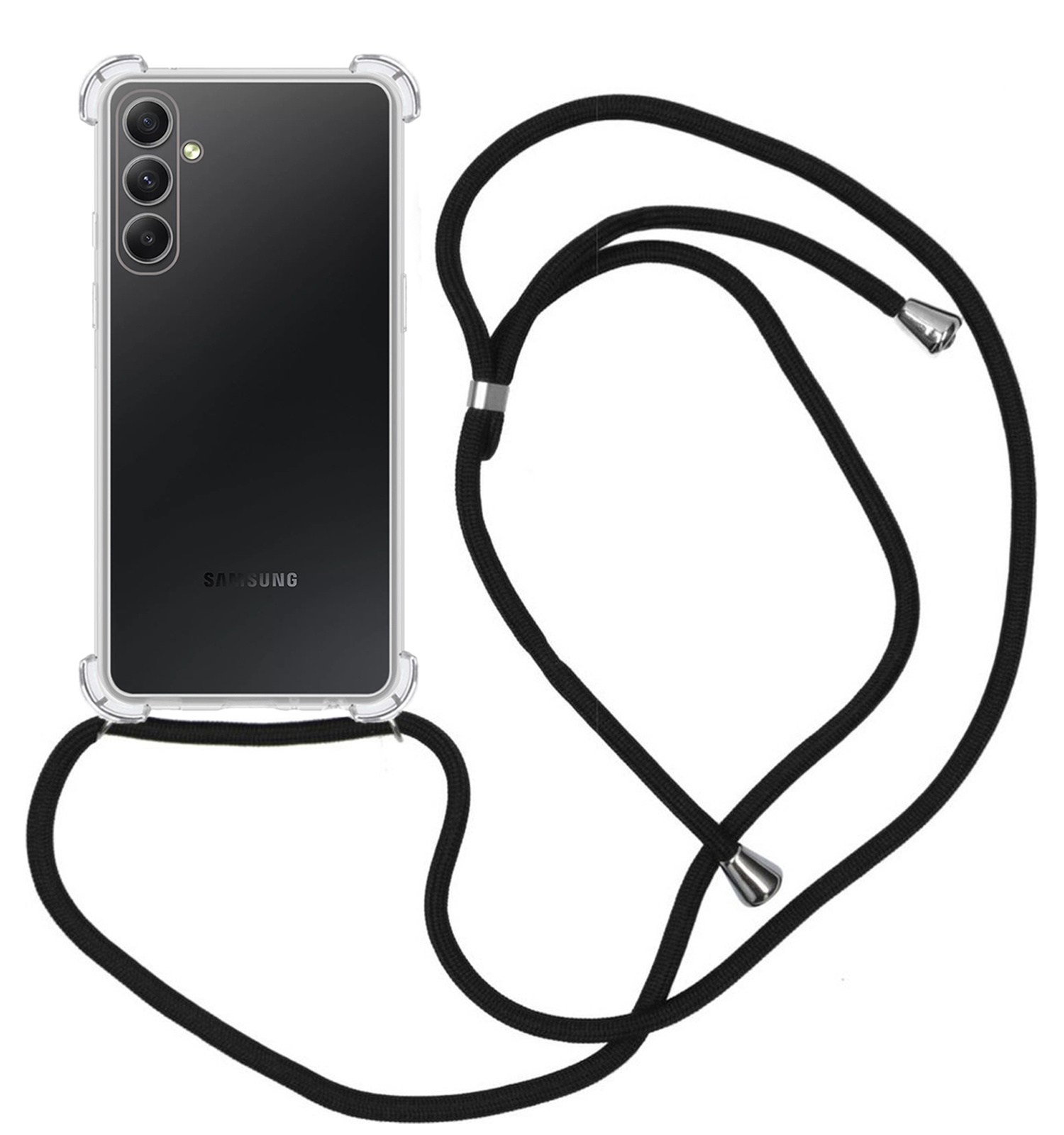 Nomfy Hoesje Geschikt voor Samsung A14 Hoesje Shock Proof Transparant Met Telefoonketting Case Shock Koord - Hoesje Geschikt voor Samsung Galaxy A14 Shock Proof Case Met Koord - Transparant