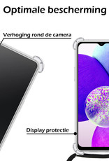 Nomfy Hoesje Geschikt voor Samsung A14 Hoesje Shock Proof Transparant Met Telefoonketting Case Shock Koord - Hoesje Geschikt voor Samsung Galaxy A14 Shock Proof Case Met Koord - Transparant
