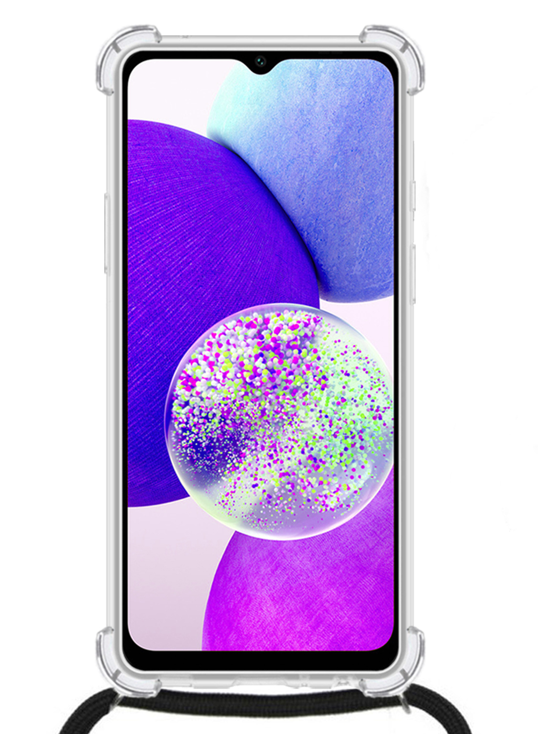 Nomfy Hoesje Geschikt voor Samsung A14 Hoesje Shock Proof Transparant Met Telefoonketting Case Shock Koord - Hoesje Geschikt voor Samsung Galaxy A14 Shock Proof Case Met Koord - Transparant
