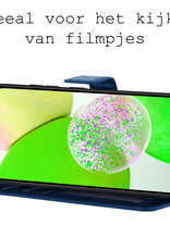 BASEY. Hoes Geschikt voor Samsung A14 Hoesje Bookcase Hoes Flip Case Book Cover Met Screenprotector - Hoesje Geschikt voor Samsung Galaxy A14 Hoes Book Case Hoesje - Donkerblauw