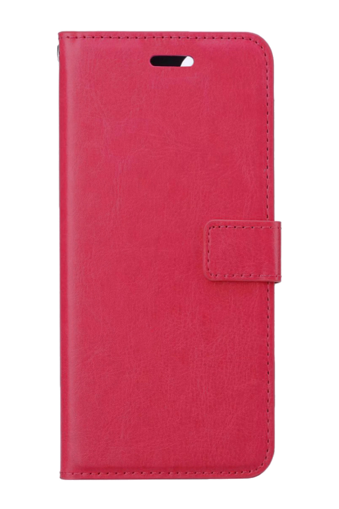 Hoes Geschikt voor Samsung A14 Hoesje Bookcase Hoes Flip Case Book Cover Met Screenprotector - Hoesje Geschikt voor Samsung Galaxy A14 Hoes Book Case Hoesje - Donkerroze