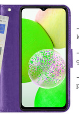 BASEY. Hoes Geschikt voor Samsung A14 Hoesje Bookcase Hoes Flip Case Book Cover Met Screenprotector - Hoesje Geschikt voor Samsung Galaxy A14 Hoes Book Case Hoesje - Paars