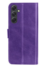 BASEY. Hoes Geschikt voor Samsung A14 Hoesje Bookcase Hoes Flip Case Book Cover Met Screenprotector - Hoesje Geschikt voor Samsung Galaxy A14 Hoes Book Case Hoesje - Paars