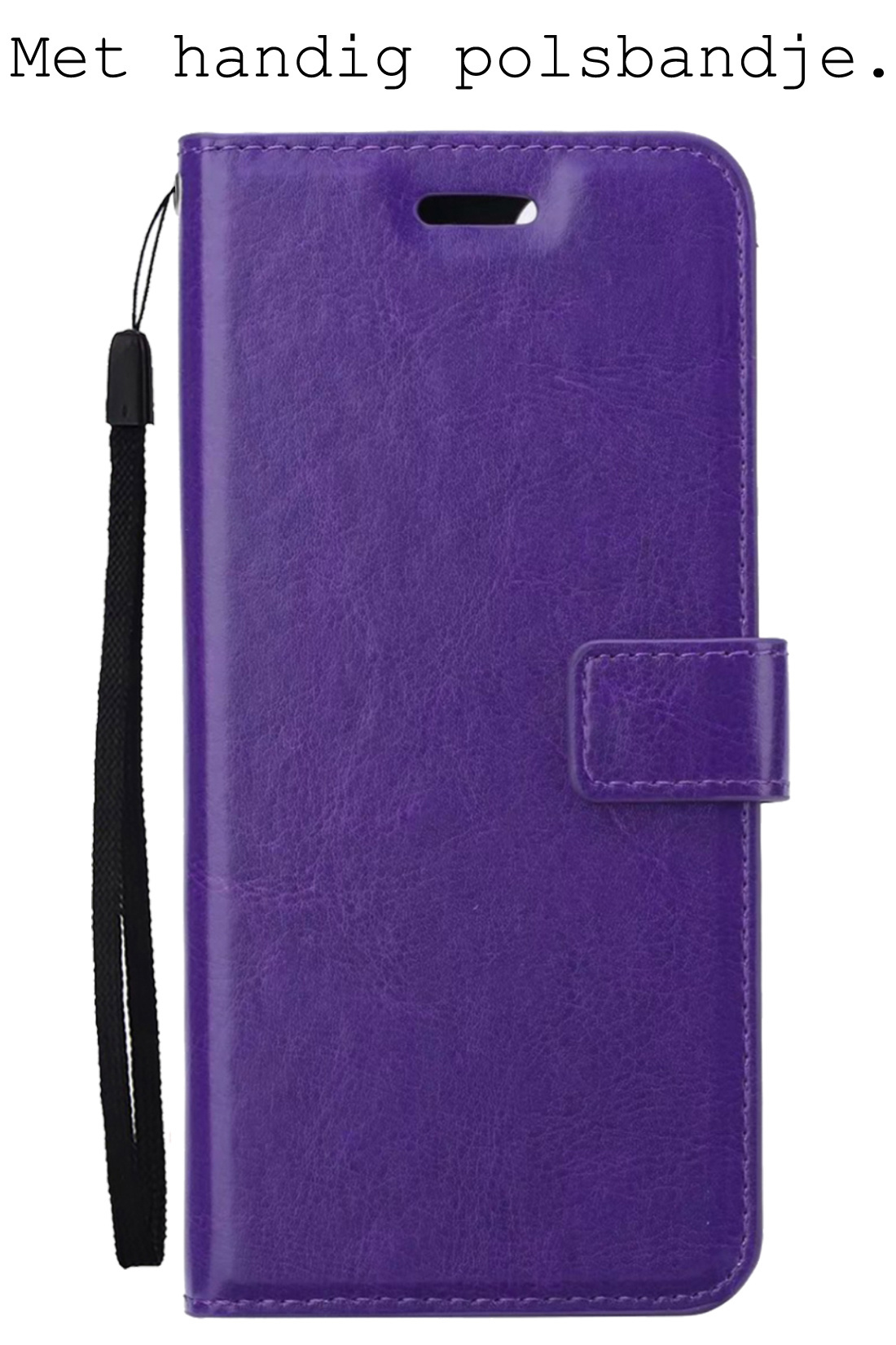 Hoes Geschikt voor Samsung A14 Hoesje Bookcase Hoes Flip Case Book Cover Met Screenprotector - Hoesje Geschikt voor Samsung Galaxy A14 Hoes Book Case Hoesje - Paars