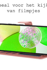 BASEY. Hoes Geschikt voor Samsung A14 Hoesje Bookcase Hoes Flip Case Book Cover Met Screenprotector - Hoesje Geschikt voor Samsung Galaxy A14 Hoes Book Case Hoesje - Rosé goud