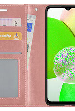 BASEY. Hoes Geschikt voor Samsung A14 Hoesje Bookcase Hoes Flip Case Book Cover Met Screenprotector - Hoesje Geschikt voor Samsung Galaxy A14 Hoes Book Case Hoesje - Rosé goud