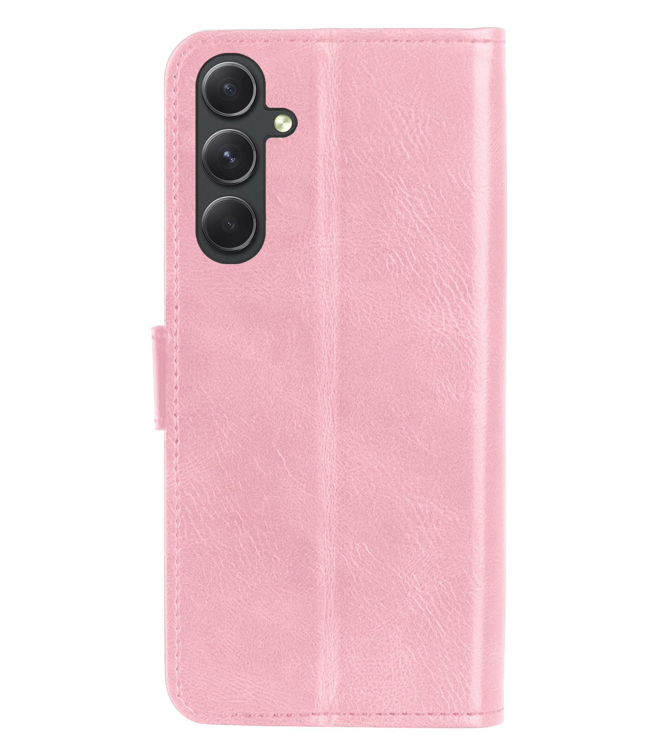 BASEY. Hoes Geschikt voor Samsung A14 Hoesje Bookcase Hoes Flip Case Book Cover Met 2x Screenprotector - Hoesje Geschikt voor Samsung Galaxy A14 Hoes Book Case Hoesje - Lichtroze