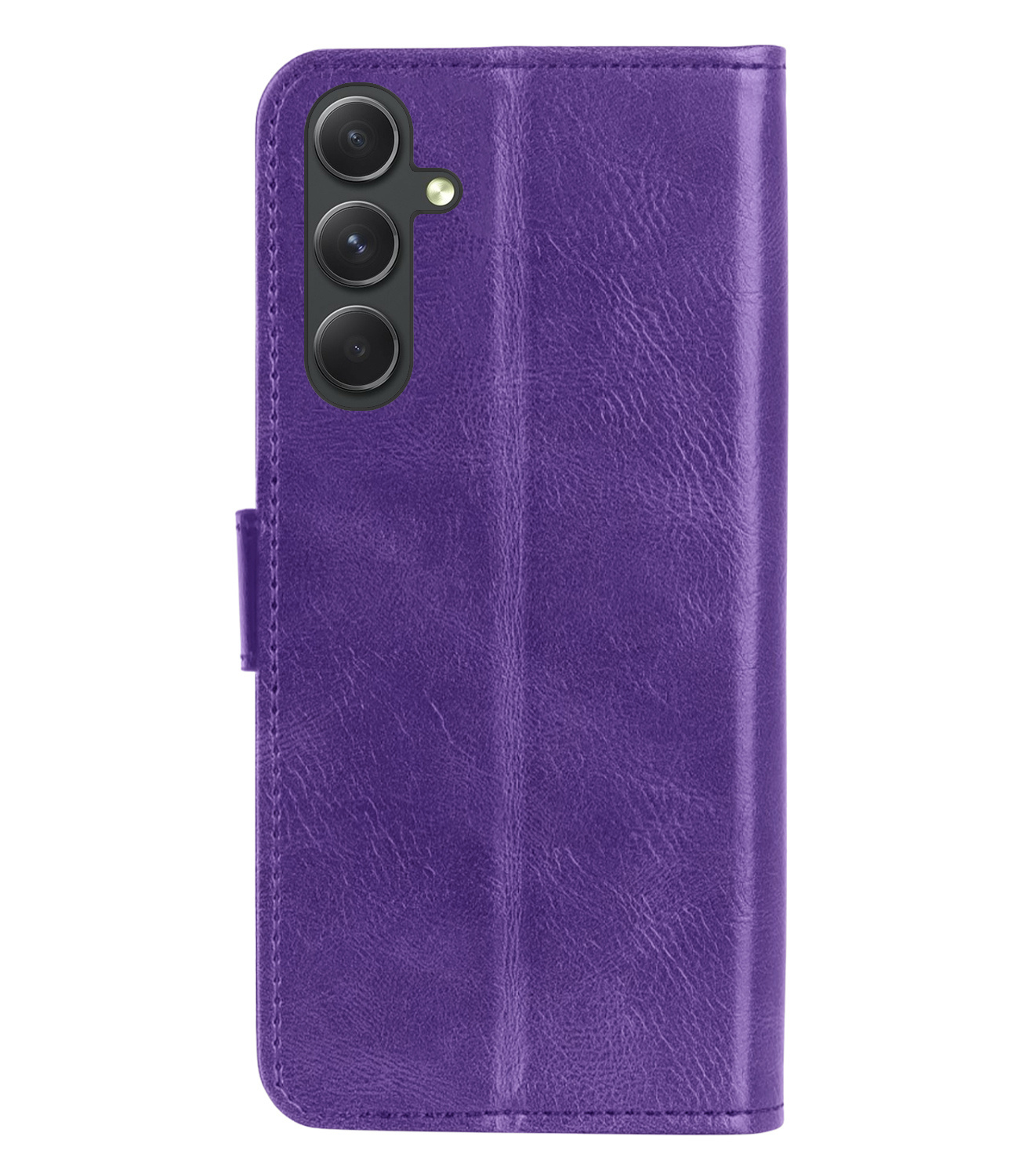 BASEY. Hoes Geschikt voor Samsung A14 Hoesje Bookcase Hoes Flip Case Book Cover Met 2x Screenprotector - Hoesje Geschikt voor Samsung Galaxy A14 Hoes Book Case Hoesje - Paars