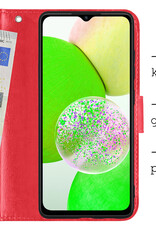 BASEY. Hoes Geschikt voor Samsung A14 Hoesje Bookcase Hoes Flip Case Book Cover Met 2x Screenprotector - Hoesje Geschikt voor Samsung Galaxy A14 Hoes Book Case Hoesje - Rood