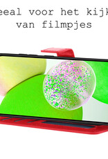 BASEY. Hoes Geschikt voor Samsung A14 Hoesje Bookcase Hoes Flip Case Book Cover Met 2x Screenprotector - Hoesje Geschikt voor Samsung Galaxy A14 Hoes Book Case Hoesje - Rood