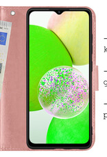 BASEY. Hoes Geschikt voor Samsung A14 Hoesje Bookcase Hoes Flip Case Book Cover Met 2x Screenprotector - Hoesje Geschikt voor Samsung Galaxy A14 Hoes Book Case Hoesje - Rosé goud