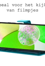 BASEY. Hoes Geschikt voor Samsung A14 Hoesje Bookcase Hoes Flip Case Book Cover Met 2x Screenprotector - Hoesje Geschikt voor Samsung Galaxy A14 Hoes Book Case Hoesje - Turquoise