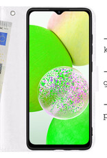 BASEY. Hoes Geschikt voor Samsung A14 Hoesje Bookcase Hoes Flip Case Book Cover Met 2x Screenprotector - Hoesje Geschikt voor Samsung Galaxy A14 Hoes Book Case Hoesje - Wit