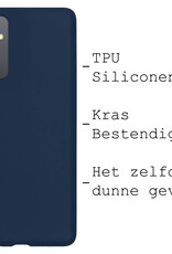 BASEY. Hoes Geschikt voor Samsung A14 Hoesje Siliconen Back Cover Case Met Screenprotector - Hoesje Geschikt voor Samsung Galaxy A14 Hoes Cover Hoesje - Donkerblauw