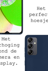 BASEY. Hoes Geschikt voor Samsung A14 Hoesje Siliconen Back Cover Case Met Screenprotector - Hoesje Geschikt voor Samsung Galaxy A14 Hoes Cover Hoesje - Donkerblauw