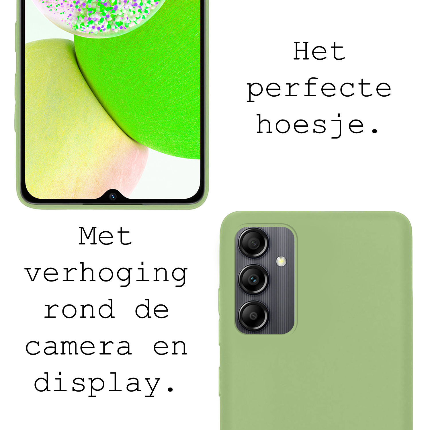BASEY. Hoes Geschikt voor Samsung A14 Hoesje Siliconen Back Cover Case Met Screenprotector - Hoesje Geschikt voor Samsung Galaxy A14 Hoes Cover Hoesje - Groen