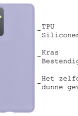 BASEY. Hoes Geschikt voor Samsung A14 Hoesje Siliconen Back Cover Case Met Screenprotector - Hoesje Geschikt voor Samsung Galaxy A14 Hoes Cover Hoesje - Lila