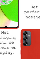 BASEY. Hoes Geschikt voor Samsung A14 Hoesje Siliconen Back Cover Case Met Screenprotector - Hoesje Geschikt voor Samsung Galaxy A14 Hoes Cover Hoesje - Rood