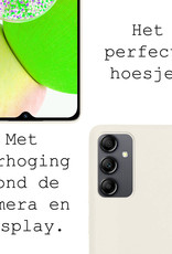 BASEY. Hoes Geschikt voor Samsung A14 Hoesje Siliconen Back Cover Case Met Screenprotector - Hoesje Geschikt voor Samsung Galaxy A14 Hoes Cover Hoesje - Wit