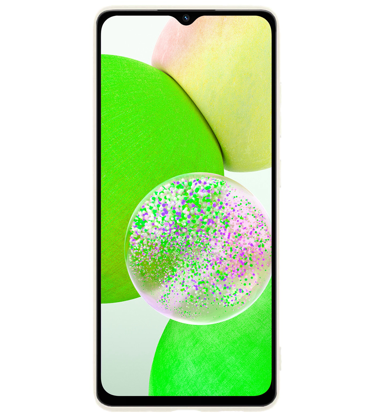 BASEY. Hoes Geschikt voor Samsung A14 Hoesje Siliconen Back Cover Case Met Screenprotector - Hoesje Geschikt voor Samsung Galaxy A14 Hoes Cover Hoesje - Wit