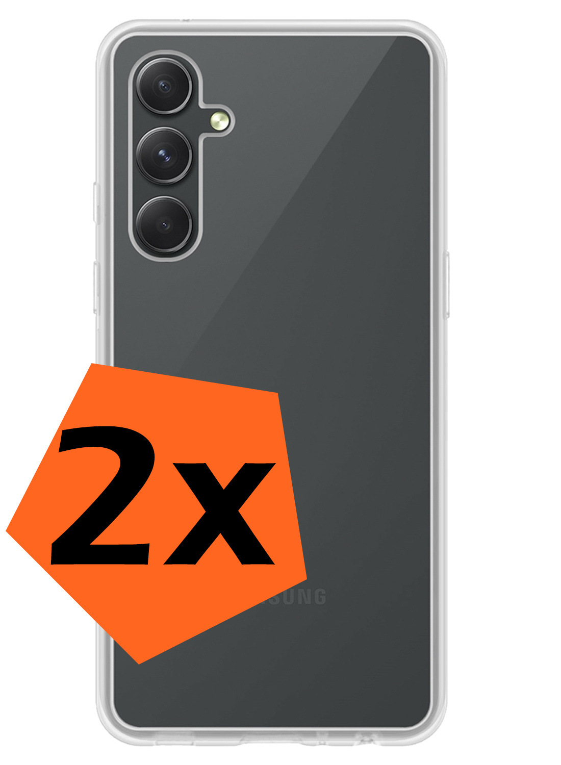 Nomfy Hoesje Geschikt voor Samsung A14 Hoesje Siliconen Cover Case - Hoes Geschikt voor Samsung Galaxy A14 Hoes Back Case - 2-PACK - Transparant