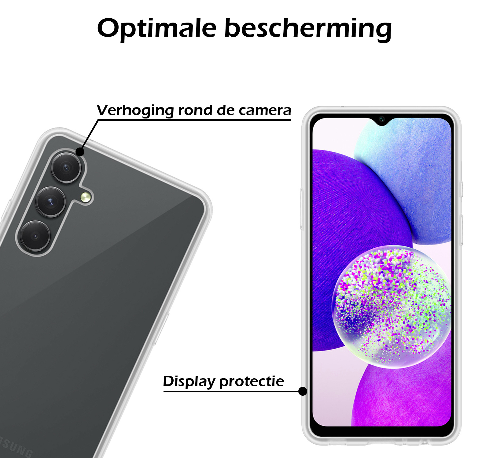 Nomfy Hoesje Geschikt voor Samsung A14 Hoesje Siliconen Cover Case - Hoes Geschikt voor Samsung Galaxy A14 Hoes Back Case - 2-PACK - Transparant