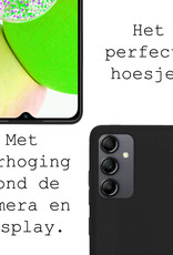 BASEY. Hoes Geschikt voor Samsung A14 Hoesje Siliconen Back Cover Case Met Screenprotector - Hoesje Geschikt voor Samsung Galaxy A14 Hoes Cover Hoesje - Zwart
