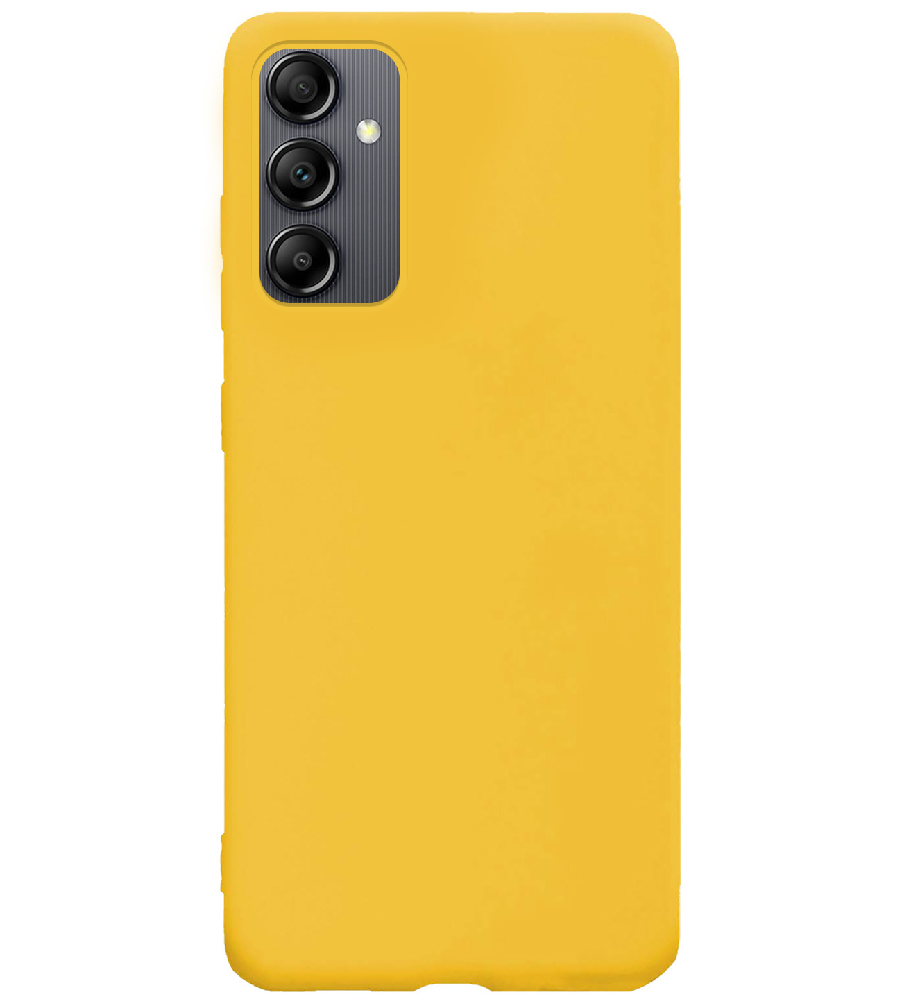 BASEY. Hoes Geschikt voor Samsung A14 Hoesje Siliconen Back Cover Case Met 2x Screenprotector - Hoesje Geschikt voor Samsung Galaxy A14 Hoes Cover Hoesje - Geel
