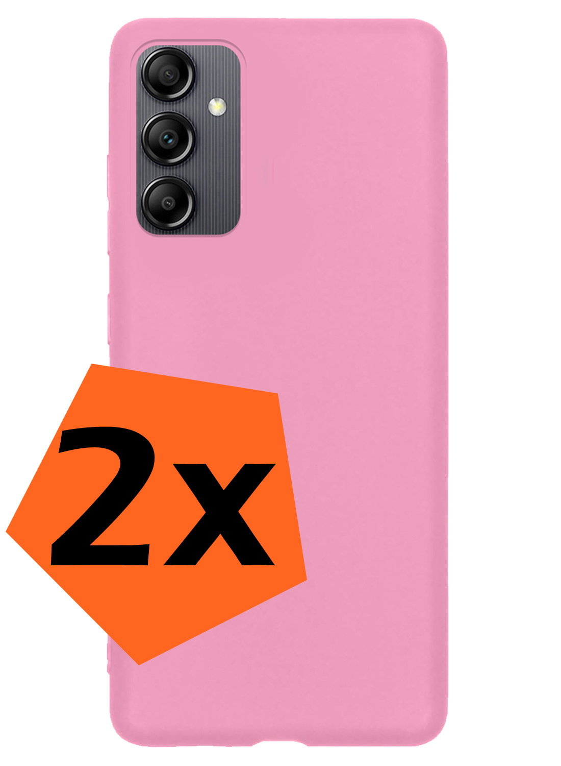 Nomfy Hoesje Geschikt voor Samsung A14 Hoesje Siliconen Cover Case - Hoes Geschikt voor Samsung Galaxy A14 Hoes Back Case - 2-PACK - Roze