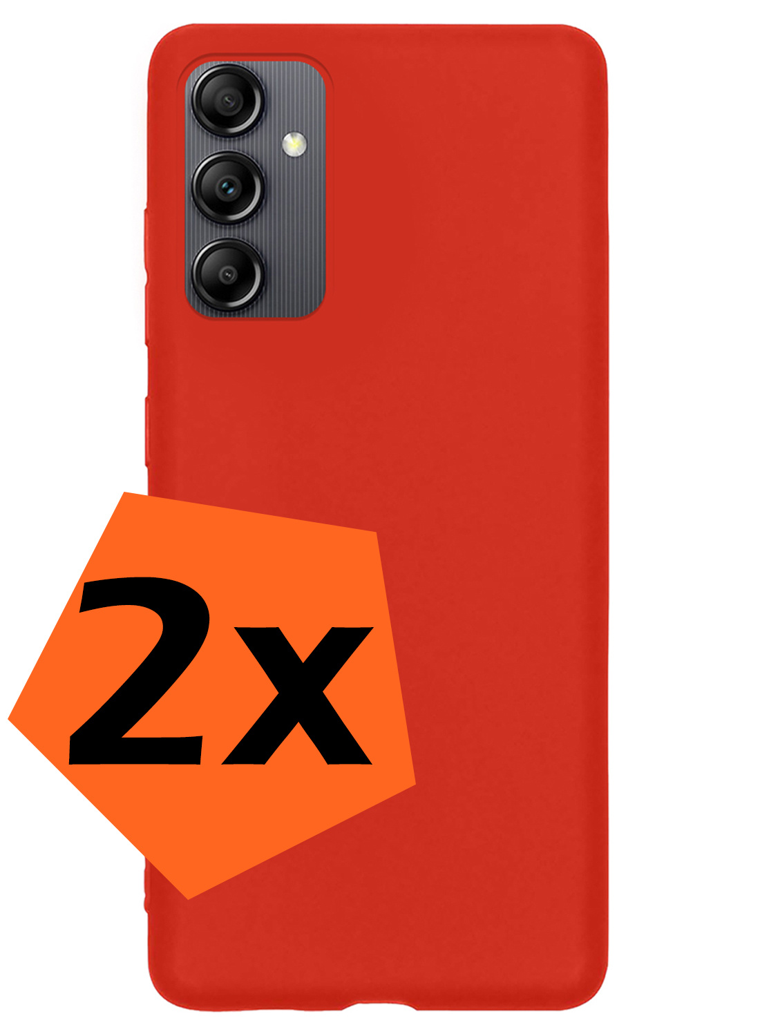 Nomfy Hoesje Geschikt voor Samsung A14 Hoesje Siliconen Cover Case - Hoes Geschikt voor Samsung Galaxy A14 Hoes Back Case - 2-PACK - Rood