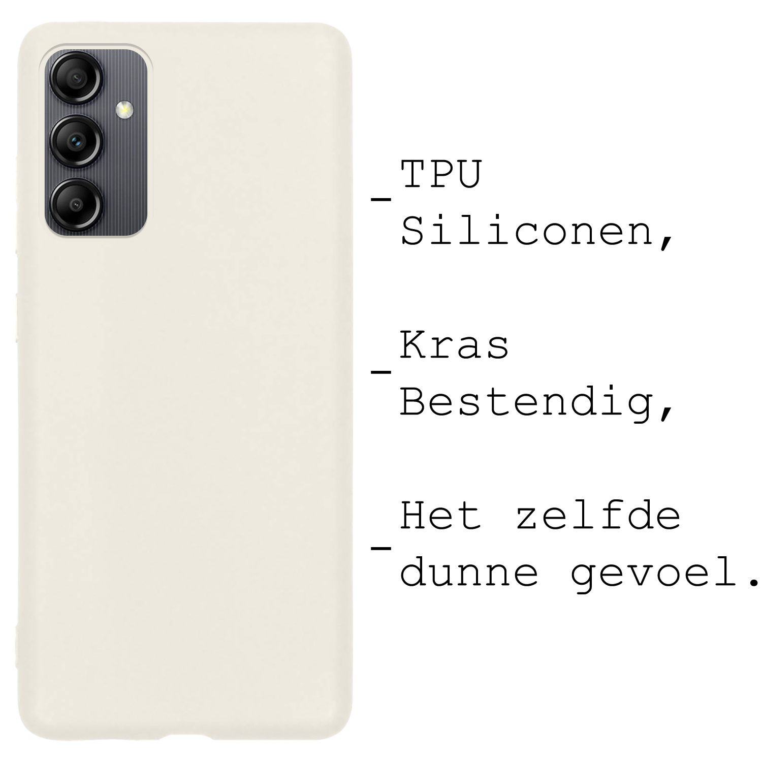 BASEY. Hoes Geschikt voor Samsung A14 Hoesje Siliconen Back Cover Case Met 2x Screenprotector - Hoesje Geschikt voor Samsung Galaxy A14 Hoes Cover Hoesje - Wit