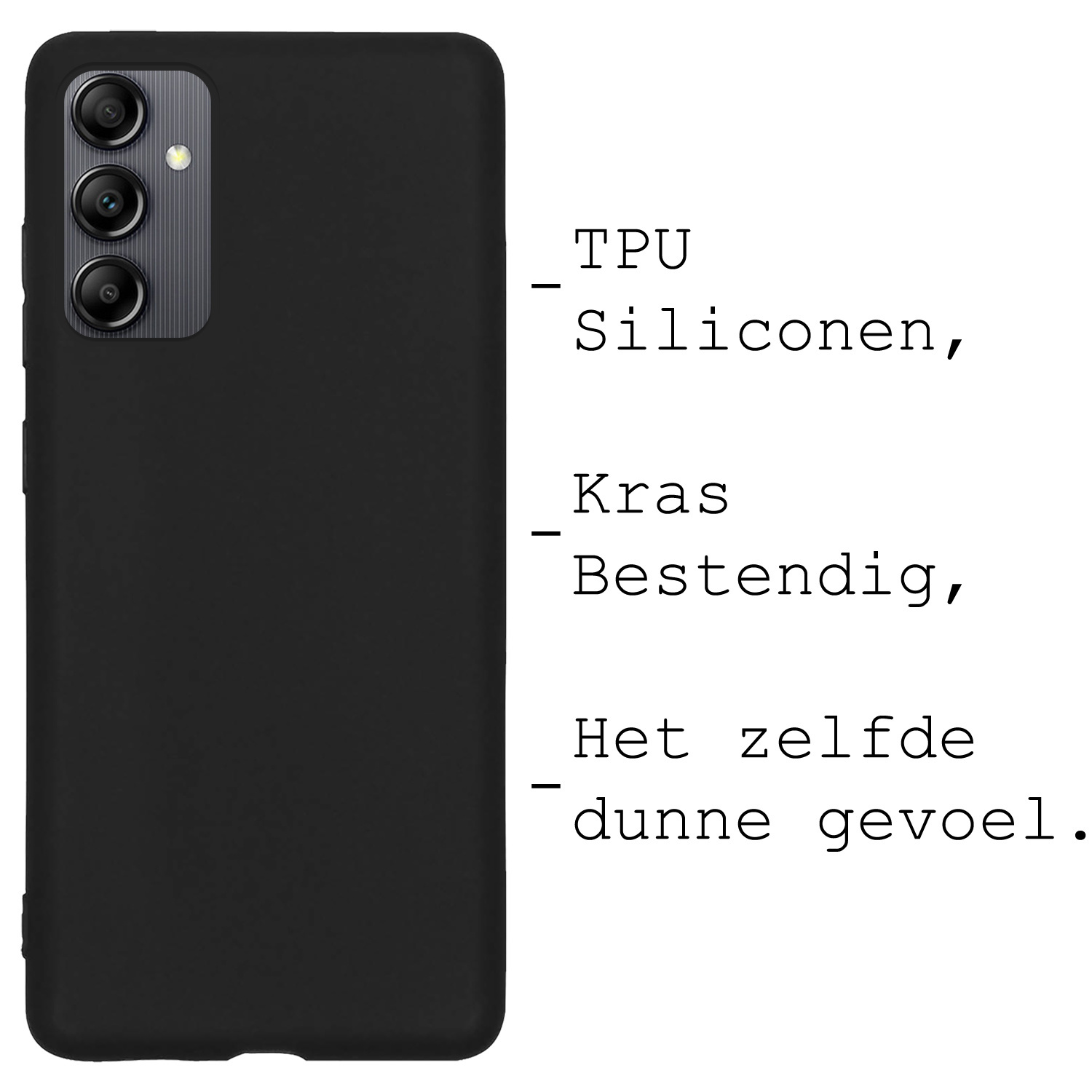 BASEY. Hoes Geschikt voor Samsung A14 Hoesje Siliconen Back Cover Case Met 2x Screenprotector - Hoesje Geschikt voor Samsung Galaxy A14 Hoes Cover Hoesje - Zwart