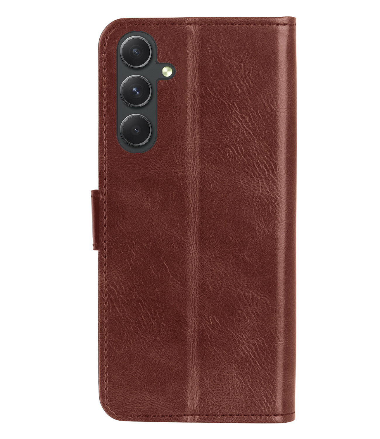 Hoes Geschikt voor Samsung A14 Hoesje Book Case Hoes Flip Cover Wallet Bookcase Met Screenprotector - Bruin