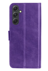 Hoes Geschikt voor Samsung A14 Hoesje Book Case Hoes Flip Cover Wallet Bookcase Met Screenprotector - Paars