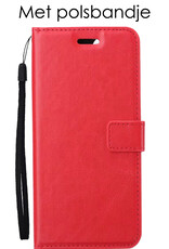 Hoes Geschikt voor Samsung A14 Hoesje Book Case Hoes Flip Cover Wallet Bookcase Met Screenprotector - Rood